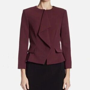 Ted Baker London Pippa Ruffle Front Peplum Collarless Blazer Size 3